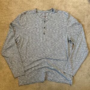 Rhone Pima Cotton Three Button Henley Heather Gray Long Sleeve Size Large